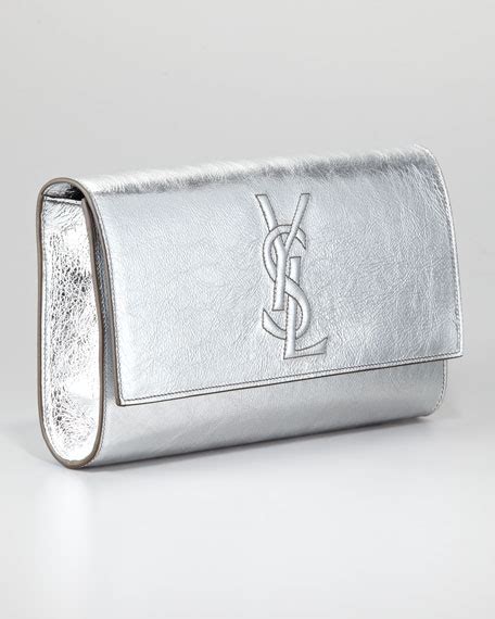 silver ysl clutch bag